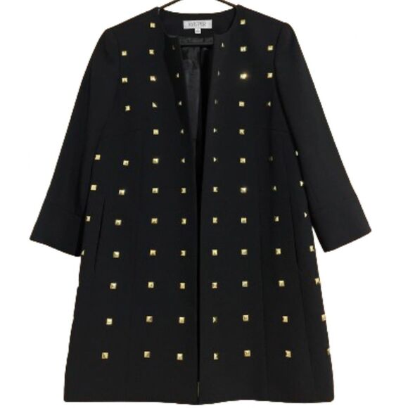 Kasper Black w/ Goldtone Studs Open Front Business/Office Jacket Sz-8 - Picture 1 of 7